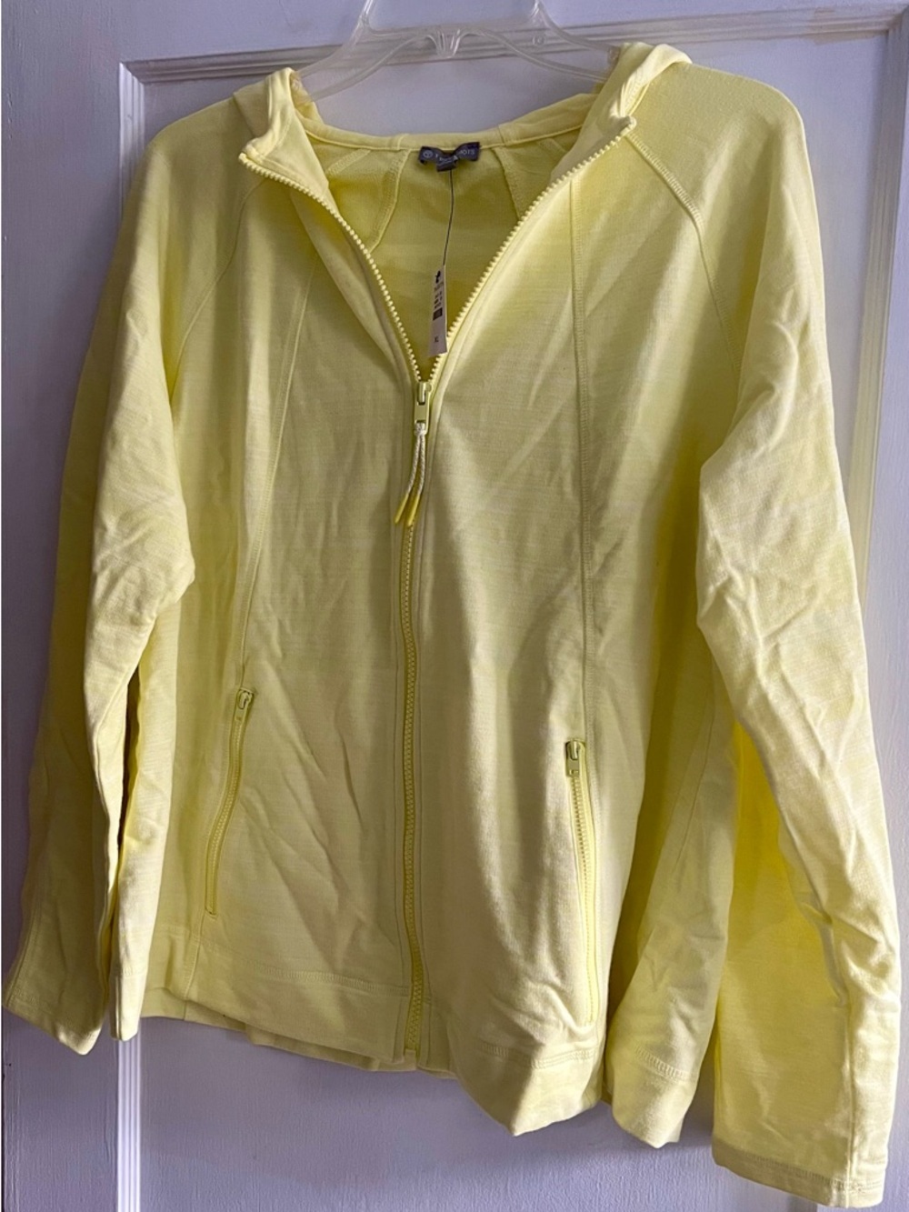 Talbots XL Lightweight Zip‑Up Hoodie Sweatshirt – Soft Yellow